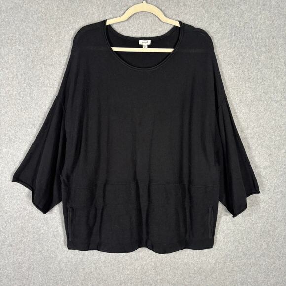 Pure J Jill Sweater Womens Medium Black Cashmere Cotton Lagenlook Oversized Boho - Picture 1 of 14